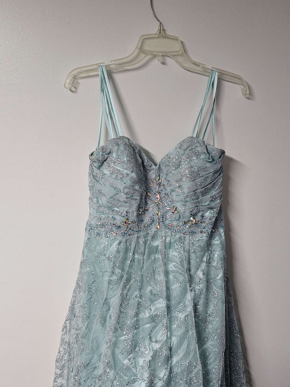 Cache Light Aqua Beaded Prom Dress - Picture 3 of 7
